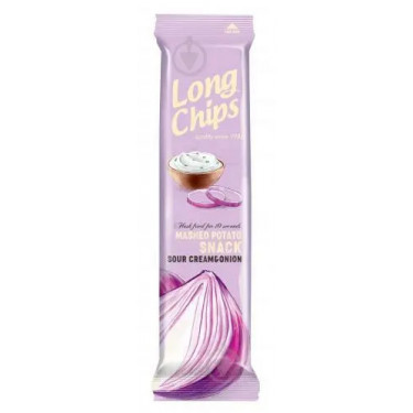 Чіпси "Long Chips" Сметана та цибуля, 75 г, Латвія