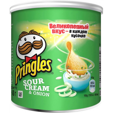 Чіпси "Pringles" Sourcream & Onion, сметана та цибуля, 40г, Бельгія