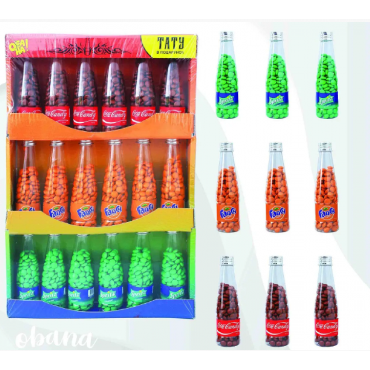 Драже "Obana" "Cola Fanta" бутилочка, 70г, Україна