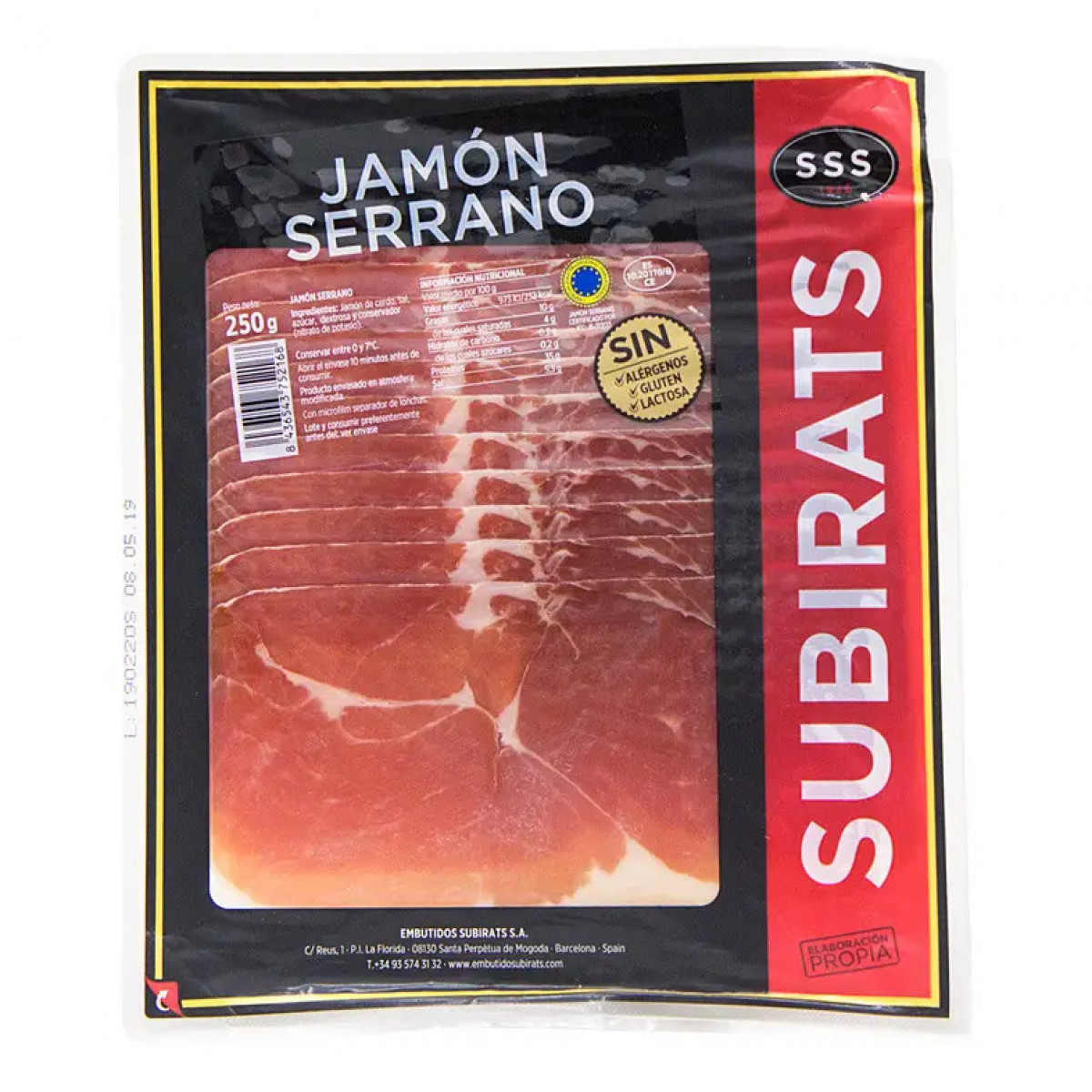 Хамон "Subirats" Serrano, 250г, Іспанія