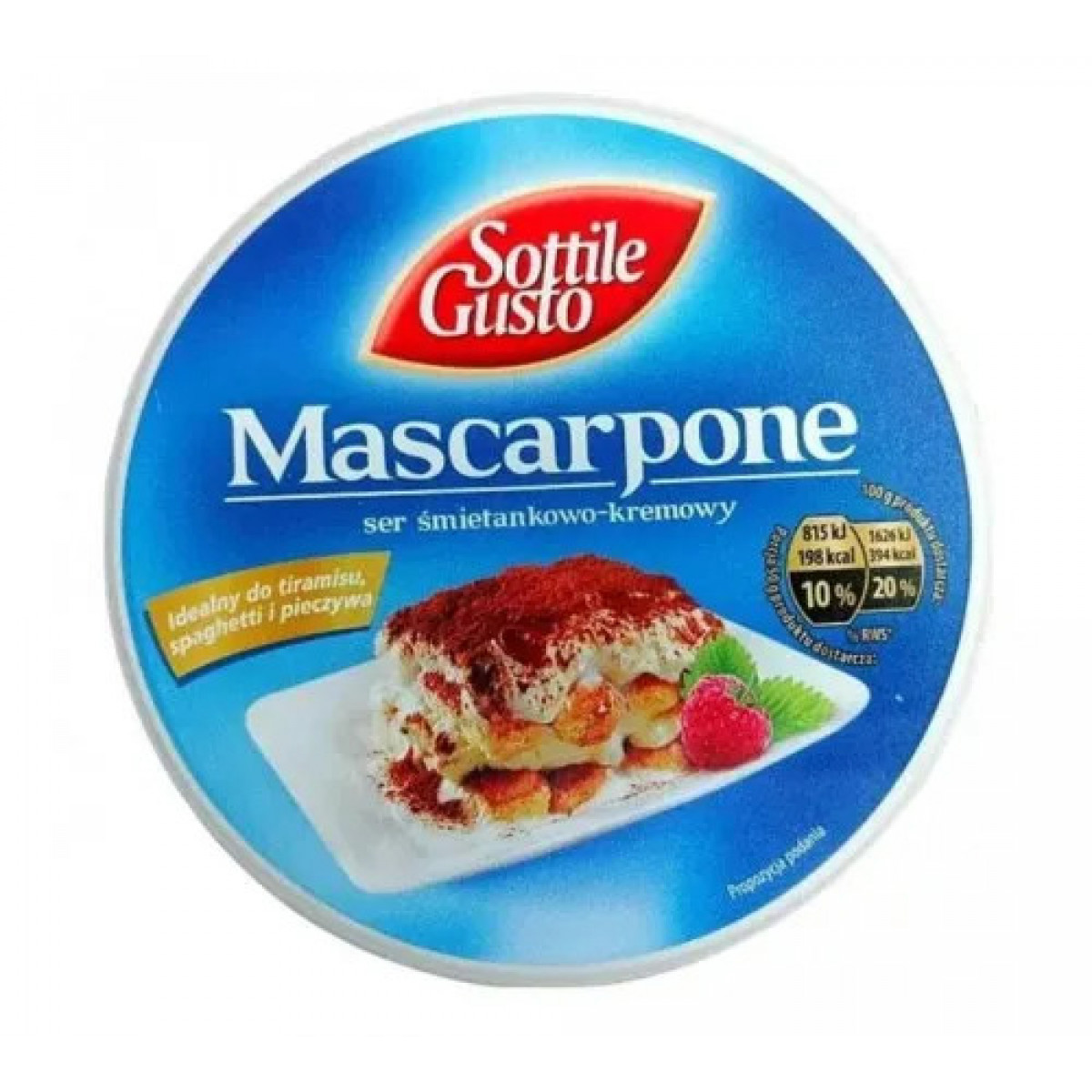 Крем-сир "Sottile Gusto" Mascarpone, 250г, Польща