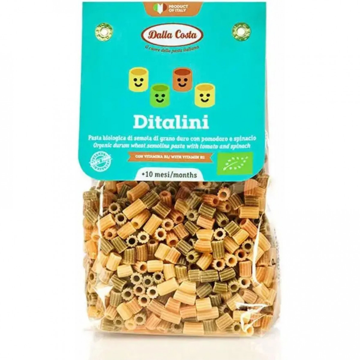Макарони "Dalla Costa" Bio Baby Ditalini tricolor, 200г, Італія