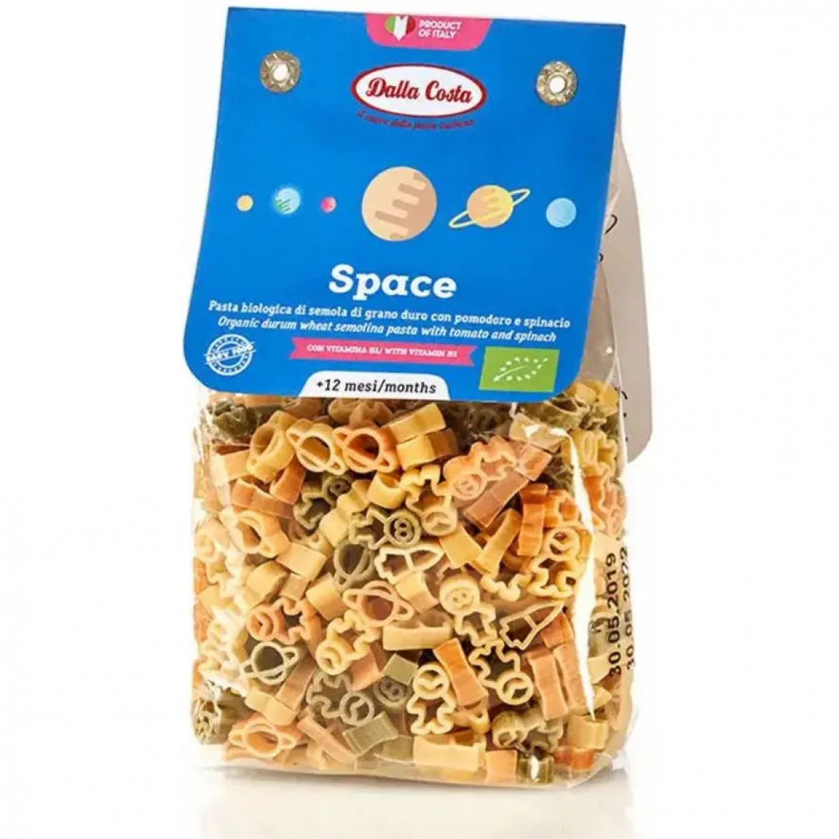 Макарони "Dalla Costa" Bio Baby Space tricolor, 200г, Італія