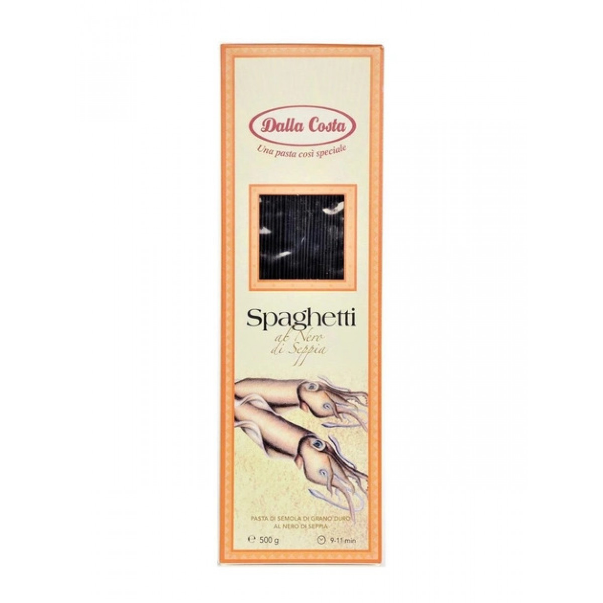 Макарони "DALLA COSTA" Spaghetti з чорнилом каракатиці, 500г, Італія