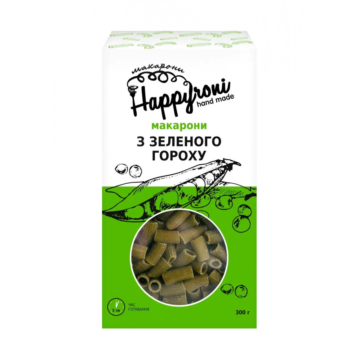 Макарони "Happyroni" трубочки з зеленогу гороху, 300г, Україна