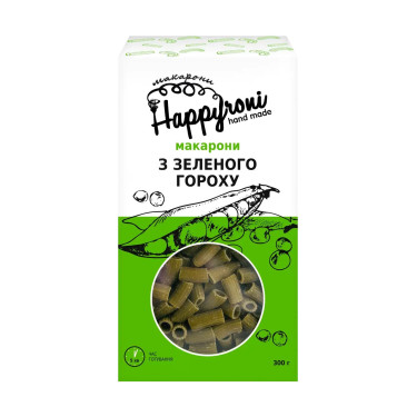 Макарони "Happyroni" трубочки з зеленогу гороху, 300г, Україна
