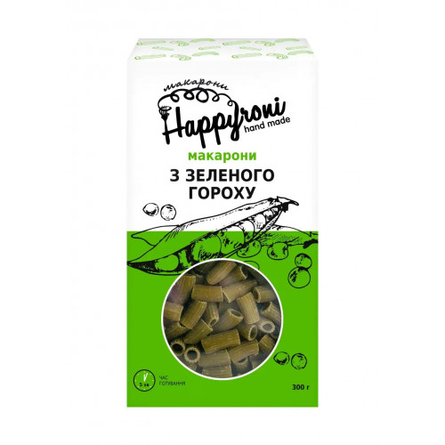Макарони "Happyroni" трубочки з зеленогу гороху, 300г