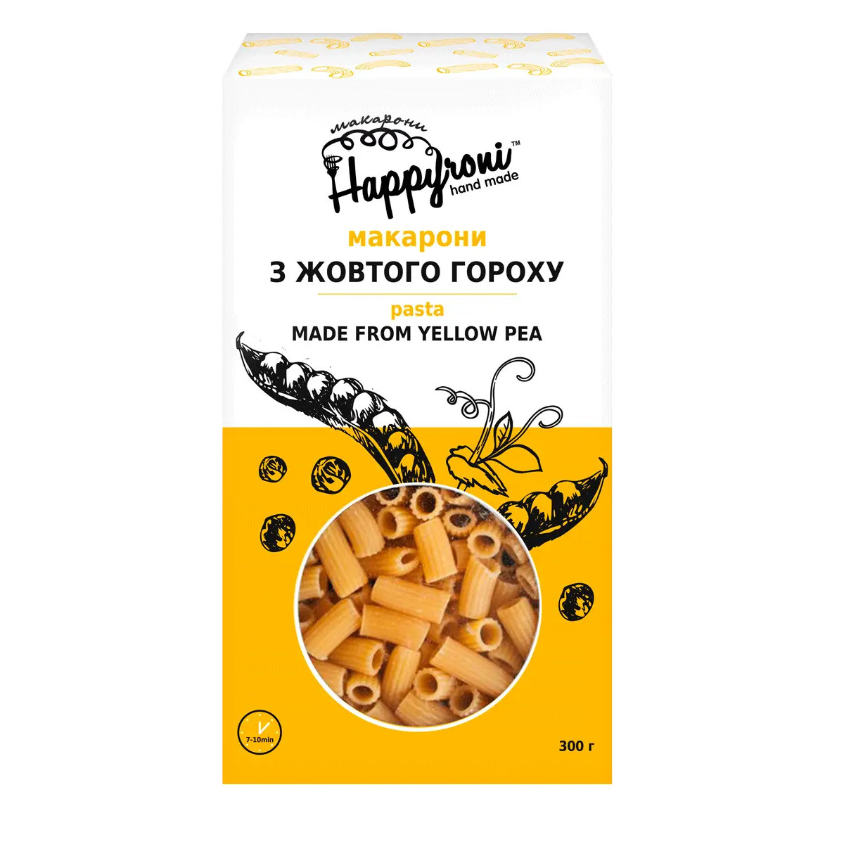 Макарони "Happyroni" трубочки з жовтого гороху, 300г, Україна
