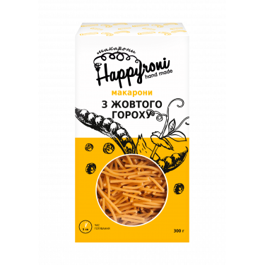 Макарони "Happyroni" вермішель з жовтого гороху, 300г, Україна