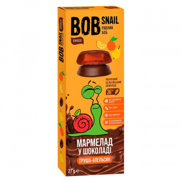 Мармелад "Bob Snail" Груша-Апельсин в молочному шоколаді, 27г, Україна