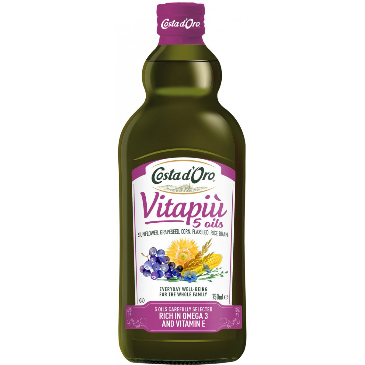 Олія "Costad`oro" Vitapiu суміш 5 олій, 0.75л, Італія