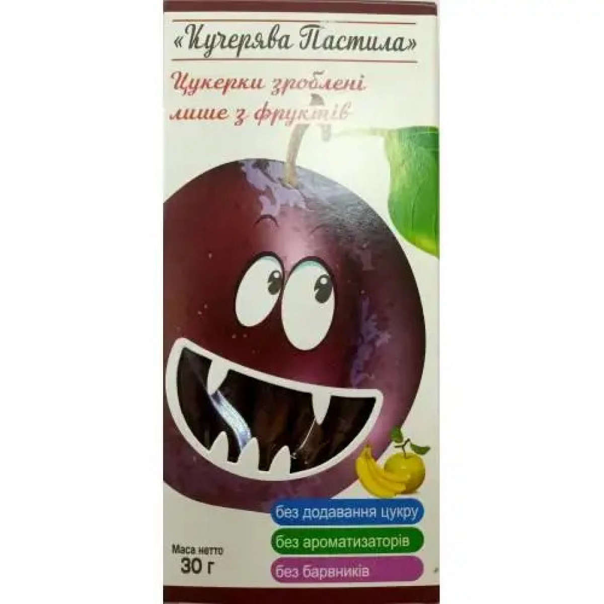 Пастила "Кучерява" яблуко, банан та слива, 30г, Україна