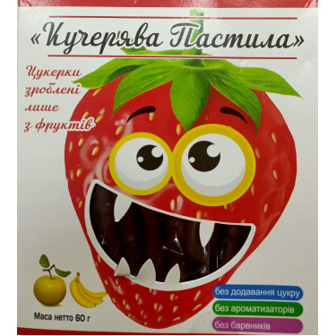 Пастила "Кучерява" яблуко, полуниця та банан, 60г, Україна