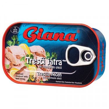 Печінь тріски "Giana" у власному, 115г, Чехія