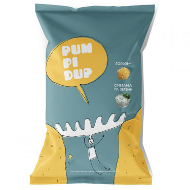 Попкорн "PumPiDup" зв смаком сметани та кропу, 90 г, Україна