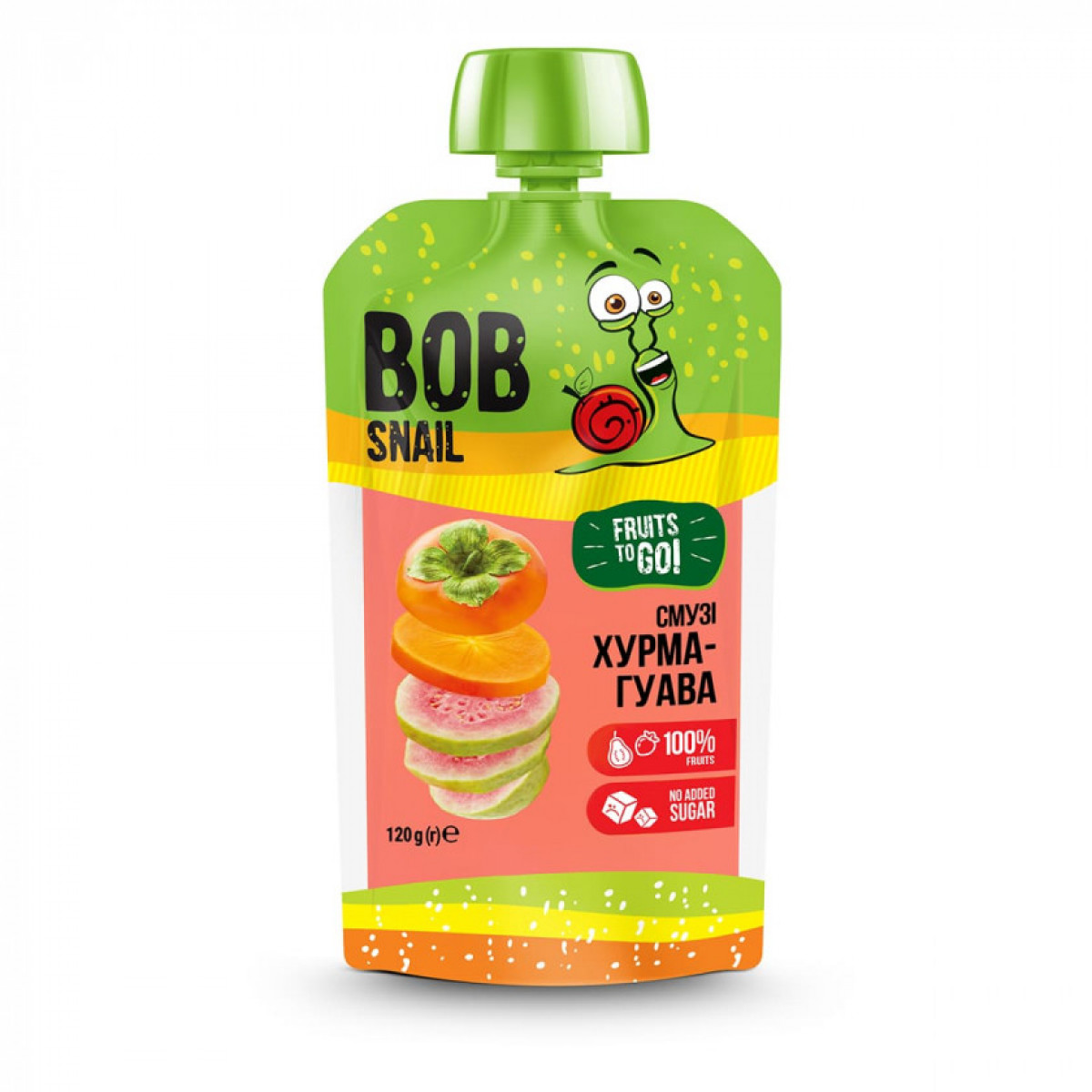 Пюре фруктове "Bob Snail" Хурма-Гуава, 120г, Україна