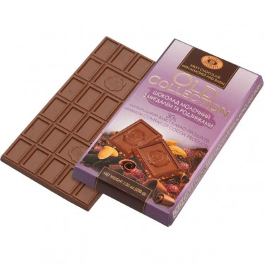 Шоколад "Biscuit Chocolate" OLD Collect. з мигдалем та родзинками, 200г, Україна