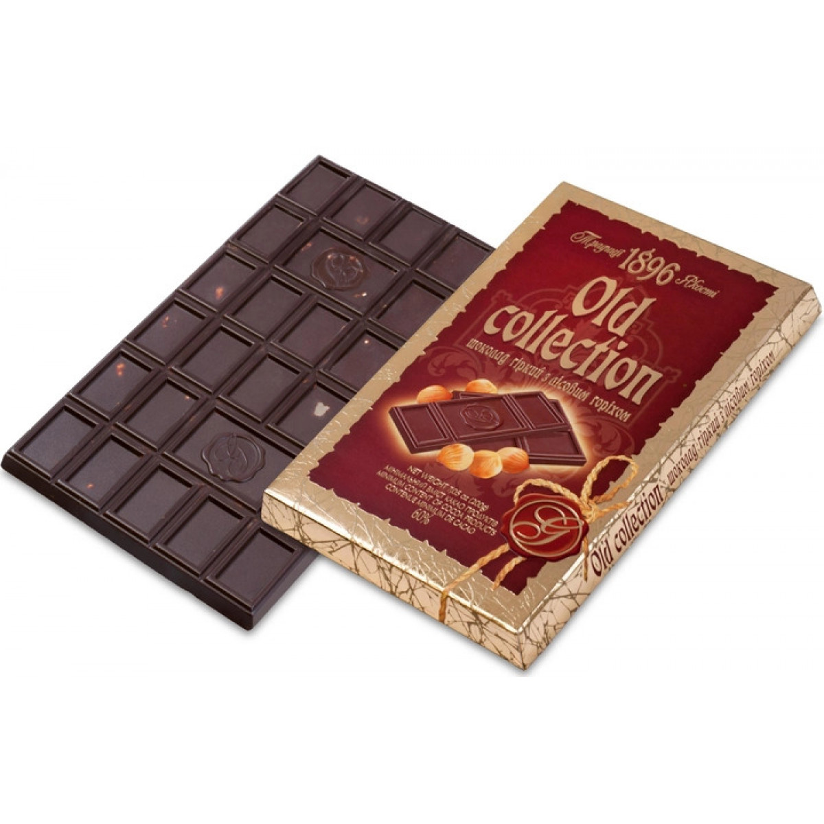 Шоколад "Biscuit Chocolate" OLD Collection гіркий з лісовим горіхом, 200г, Україна