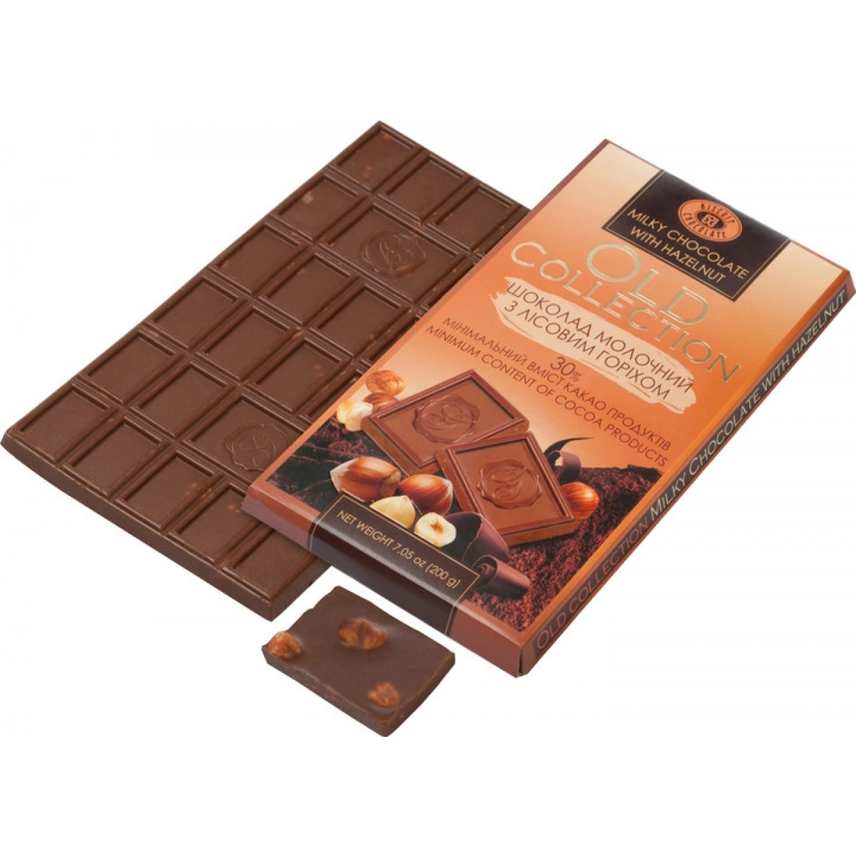 Шоколад "Biscuit Chocolate" OLD Collection мол. з лісовими горіхами, 200г, Україна