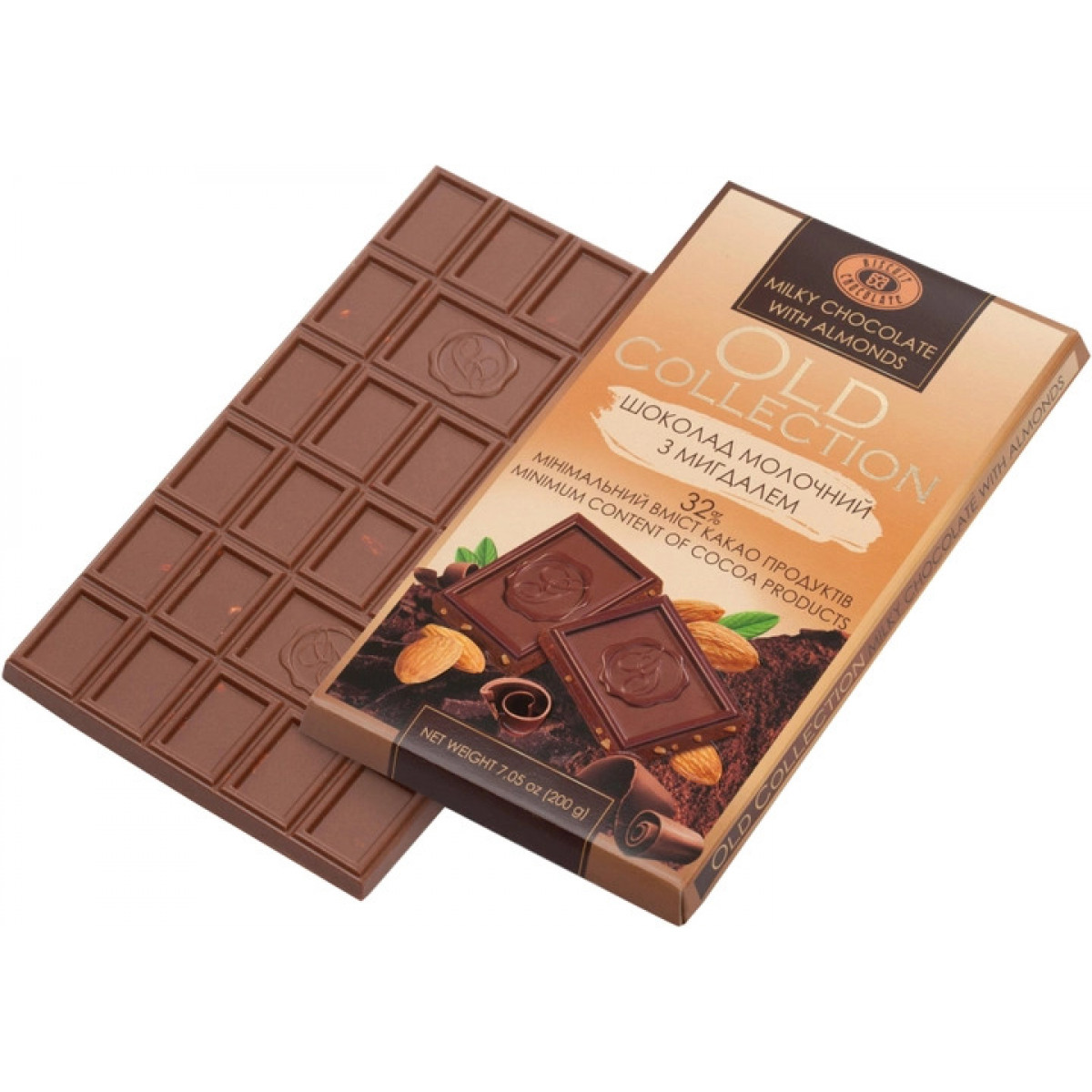 Шоколад "Biscuit Chocolate" OLD Collection мол. з мигдалем, 200г, Україна