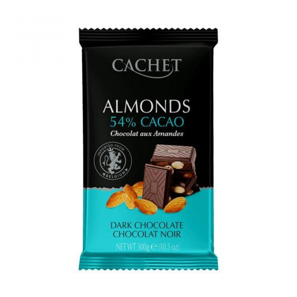 Шоколад "Cachet" чорний з мигдалем, 300 г, Бельгія