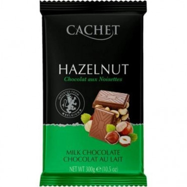 Шоколад "Cachet" молочний з фундуком, 300 г, Бельгія
