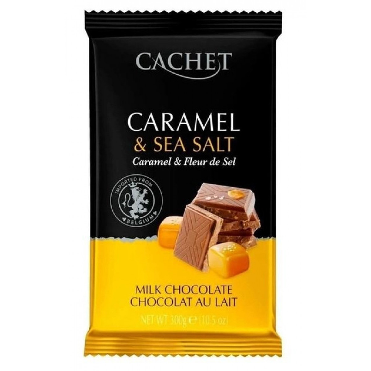 Шоколад "Cachet" молочний з карамеллю та сіллю, 300 г, Бельгія