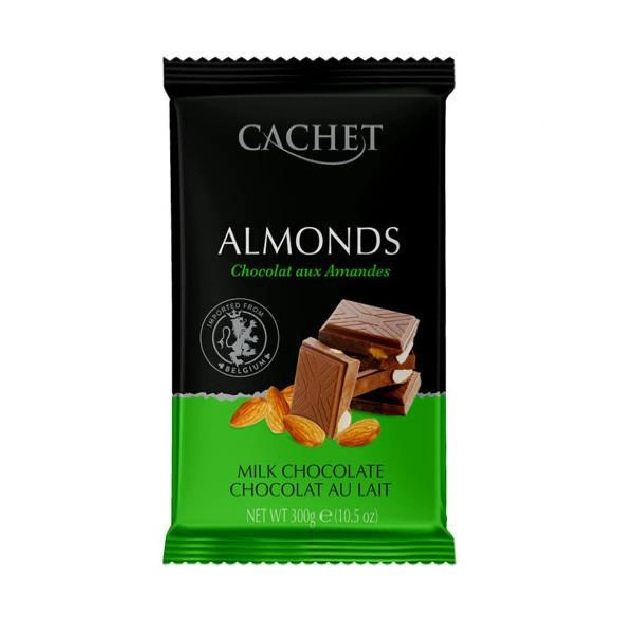 Шоколад "Cachet" молочний з мигдалем, 300 г, Бельгія