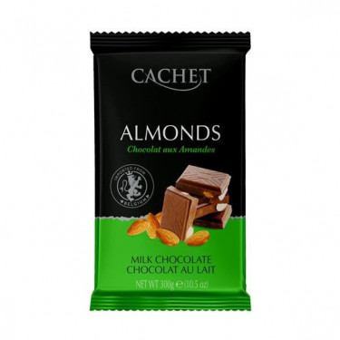 Шоколад "Cachet" молочний з мигдалем, 300 г, Бельгія