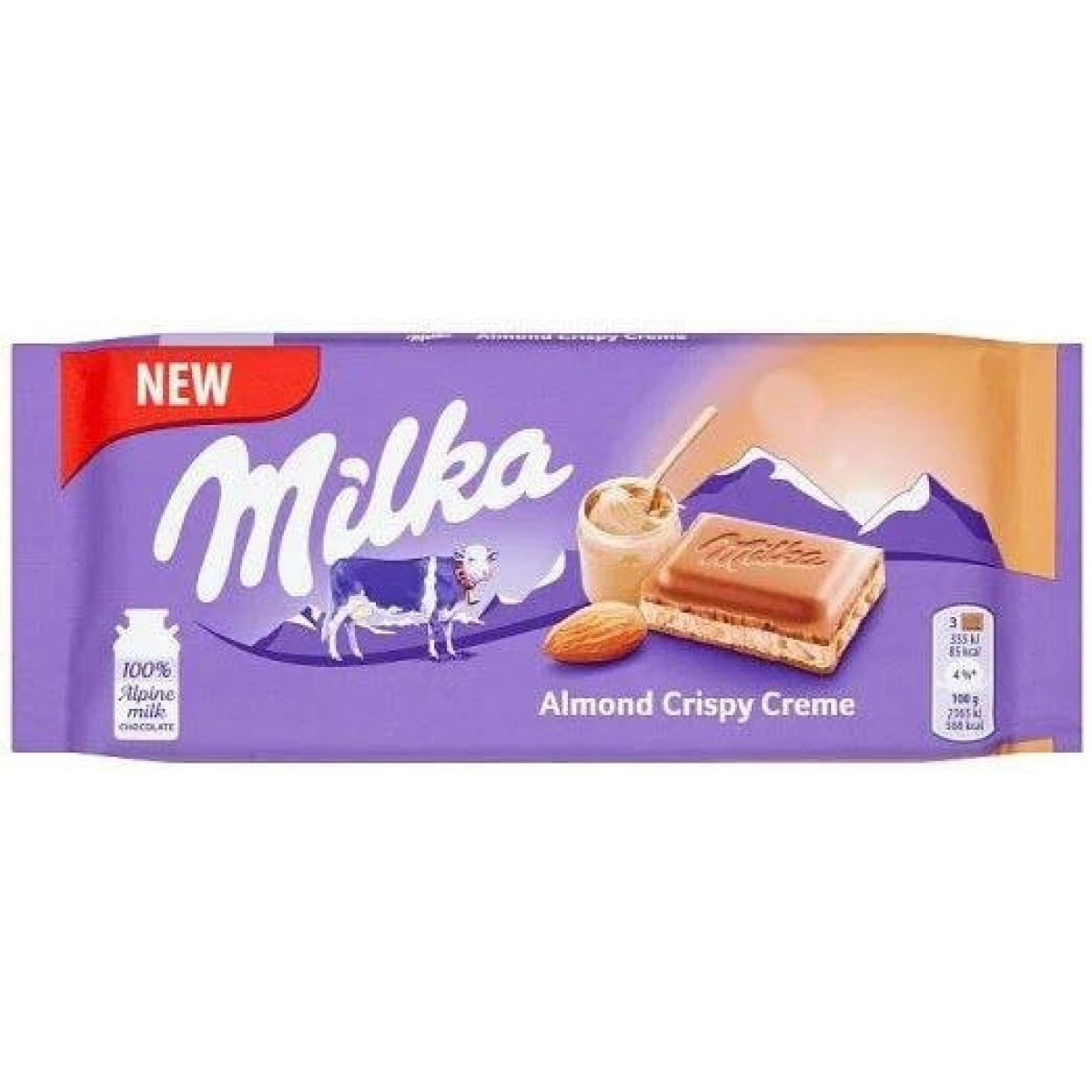 Шоколад "Milka" Almond Crispy Creme, 90г, Швейцарія