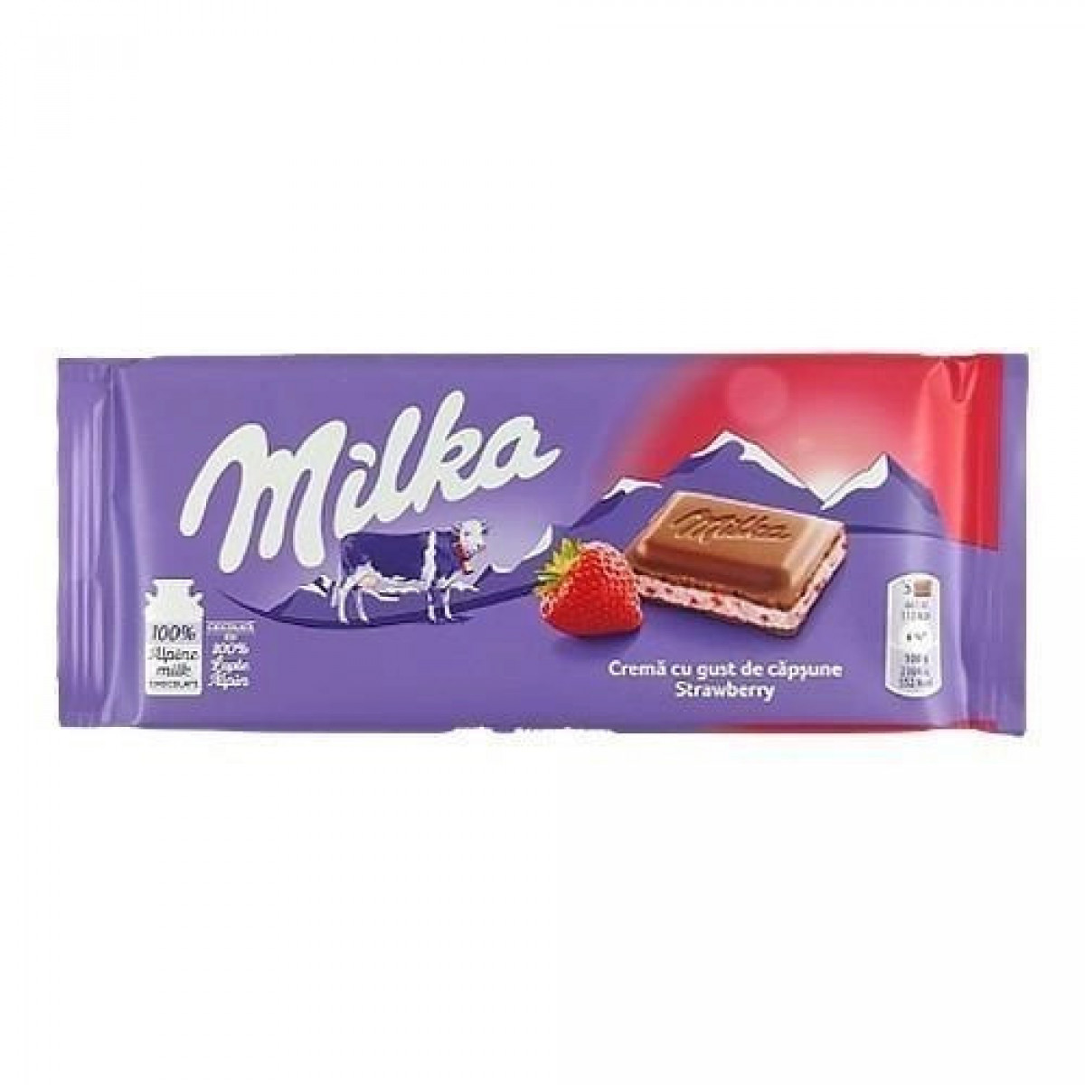 Шоколад "Milka" Strawberry, 100g, Швейцарія