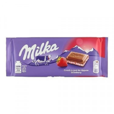 Шоколад "Milka" Strawberry, 100g, Швейцарія