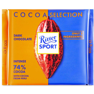 Шоколад "Ritter Sport" 74% Die Kraftige, 100г, Німеччина