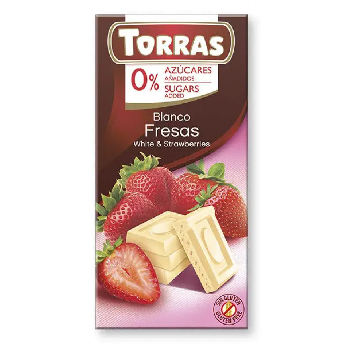 Шоколад "Torras" білий з полуницею(без цукру), 75г, Іспанія