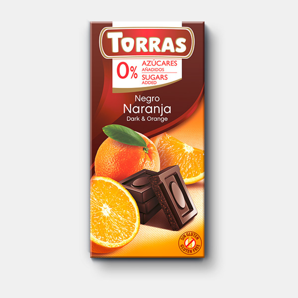 Шоколад "Torras" чорний з апельсином(без цукру), 75г, Іспанія