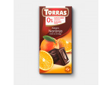Шоколад "Torras" чорний з апельсином(без цукру), 75г