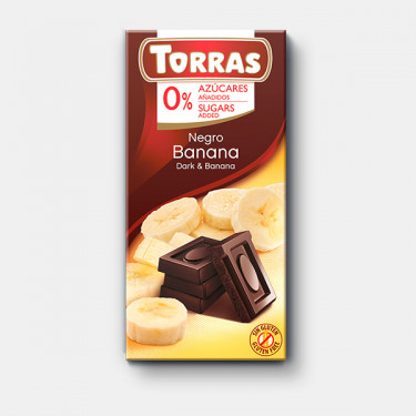 Шоколад "Torras" чорний з бананом(без цукру), 75г, Іспанія