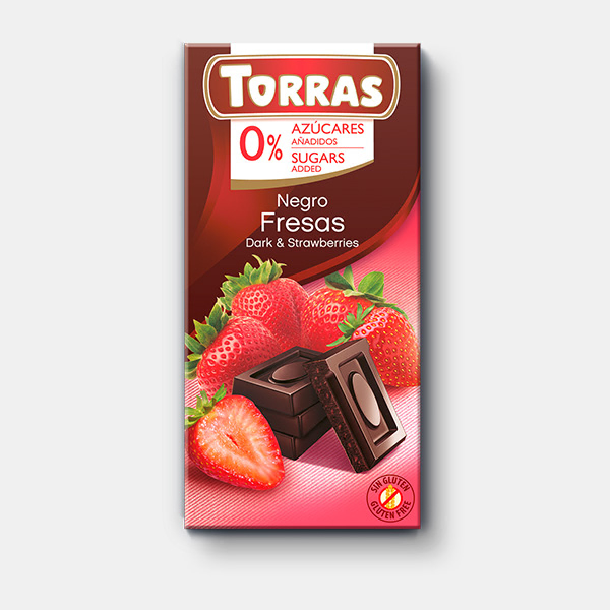 Шоколад "Torras" чорний з полуницею(без цукру), 75г, Іспанія