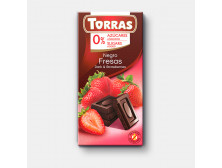 Шоколад "Torras" чорний з полуницею(без цукру), 75г