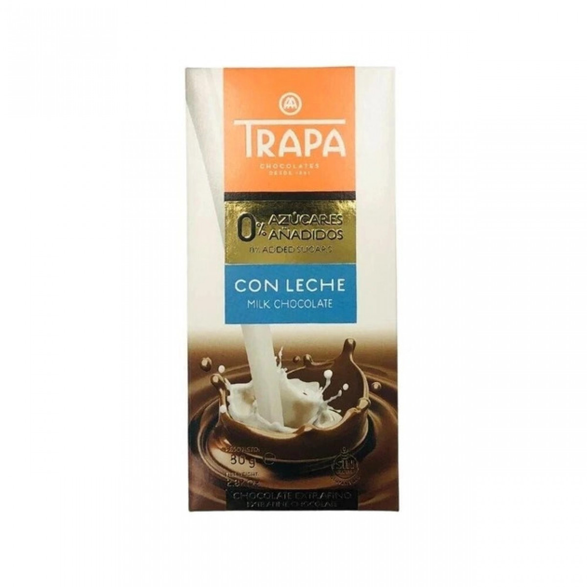 Шоколад "TRAPA" 0% молочний без цукру 80 г, Іспанія