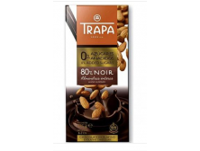 Шоколад "TRAPA" INTENSO чорний без цукру 80% з мигдалем, 175г