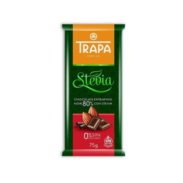 Шоколад "TRAPA" STEVIA чорний 80%, 75 г, Іспанія