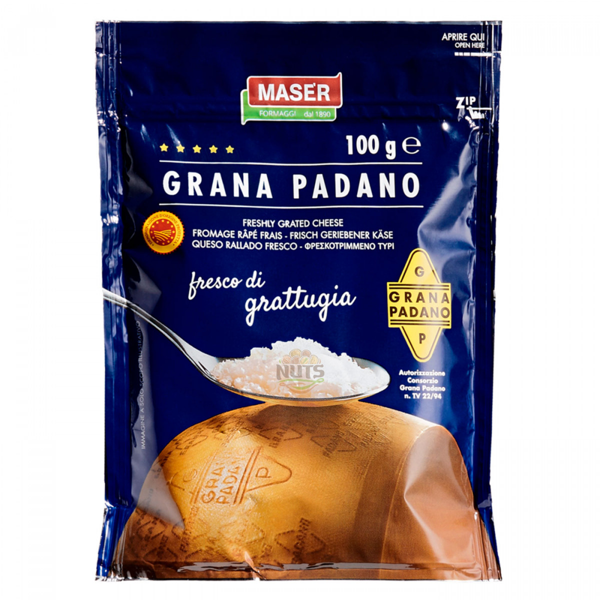 Сир "Maser" тертий Грана Подано, 100г, Італія