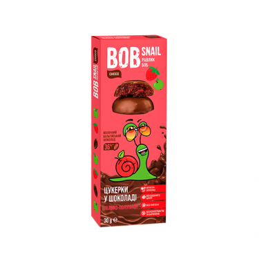 Цукерки "Bob Snail" з яблуком та полуницею в молоч. шокол., 30г, Україна