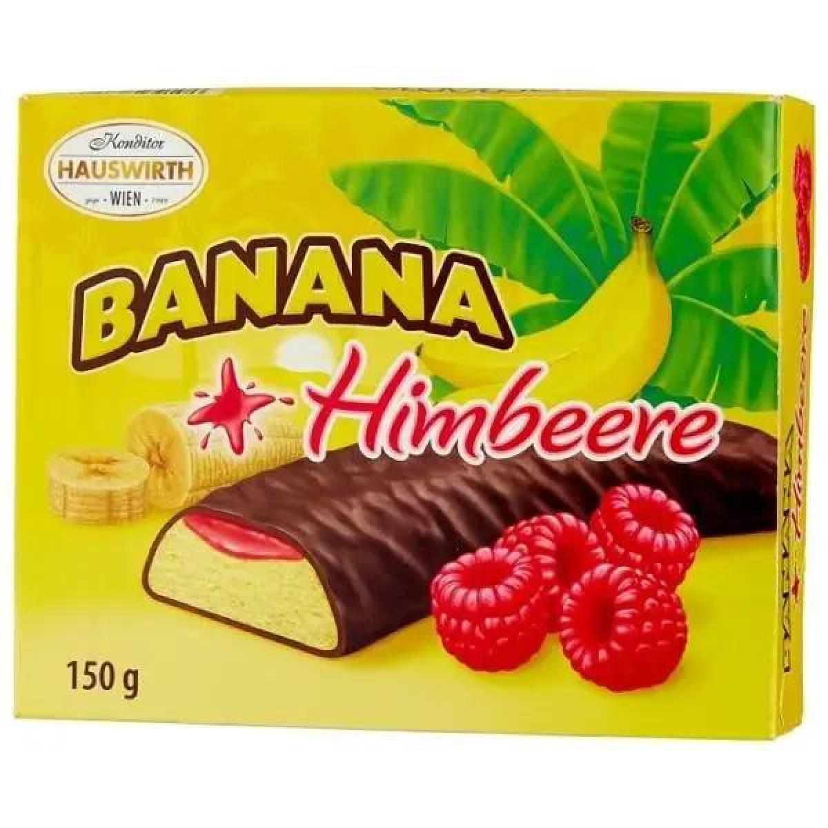 Цукерки "Hauswirth" Banana Himbeere/ малина, 150г, Австрія