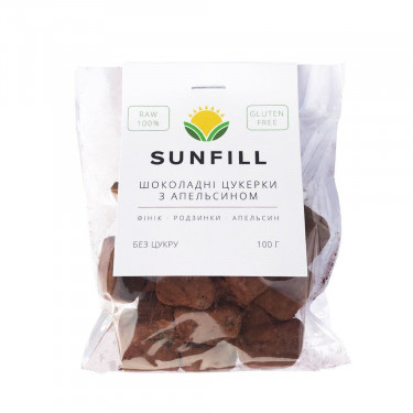 Цукерки "Sunfill" шоколадно-апельсинові, 100г, Україна