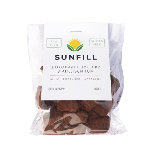 Цукерки "Sunfill" шоколадно-апельсинові, 100г