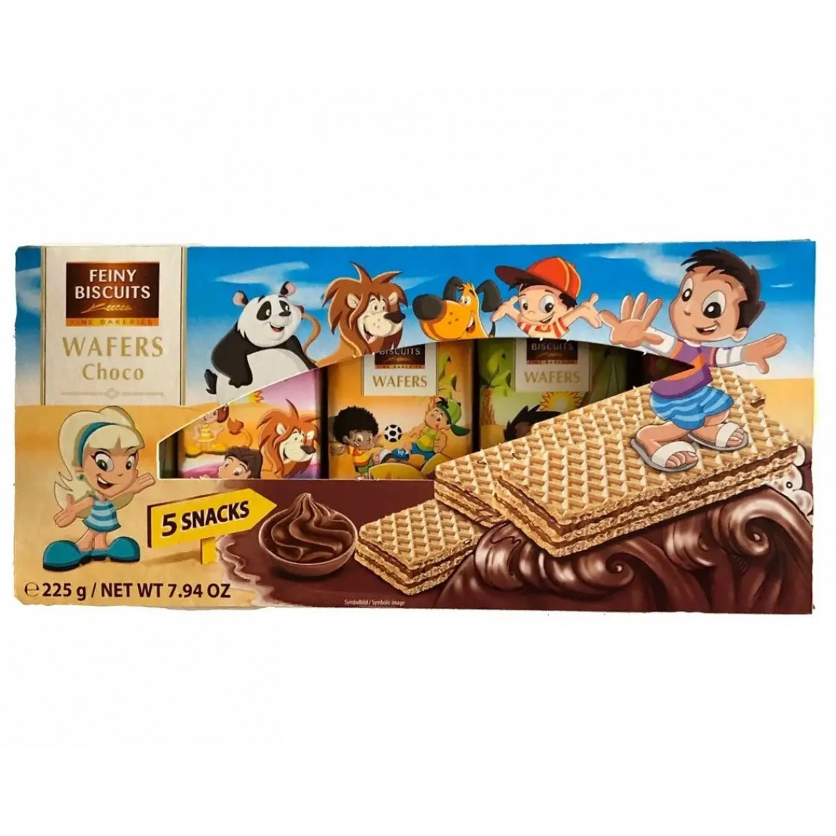 Вафлі "Feiny Biscuits" Wafers Choco(з дітьми), 225г, Італія