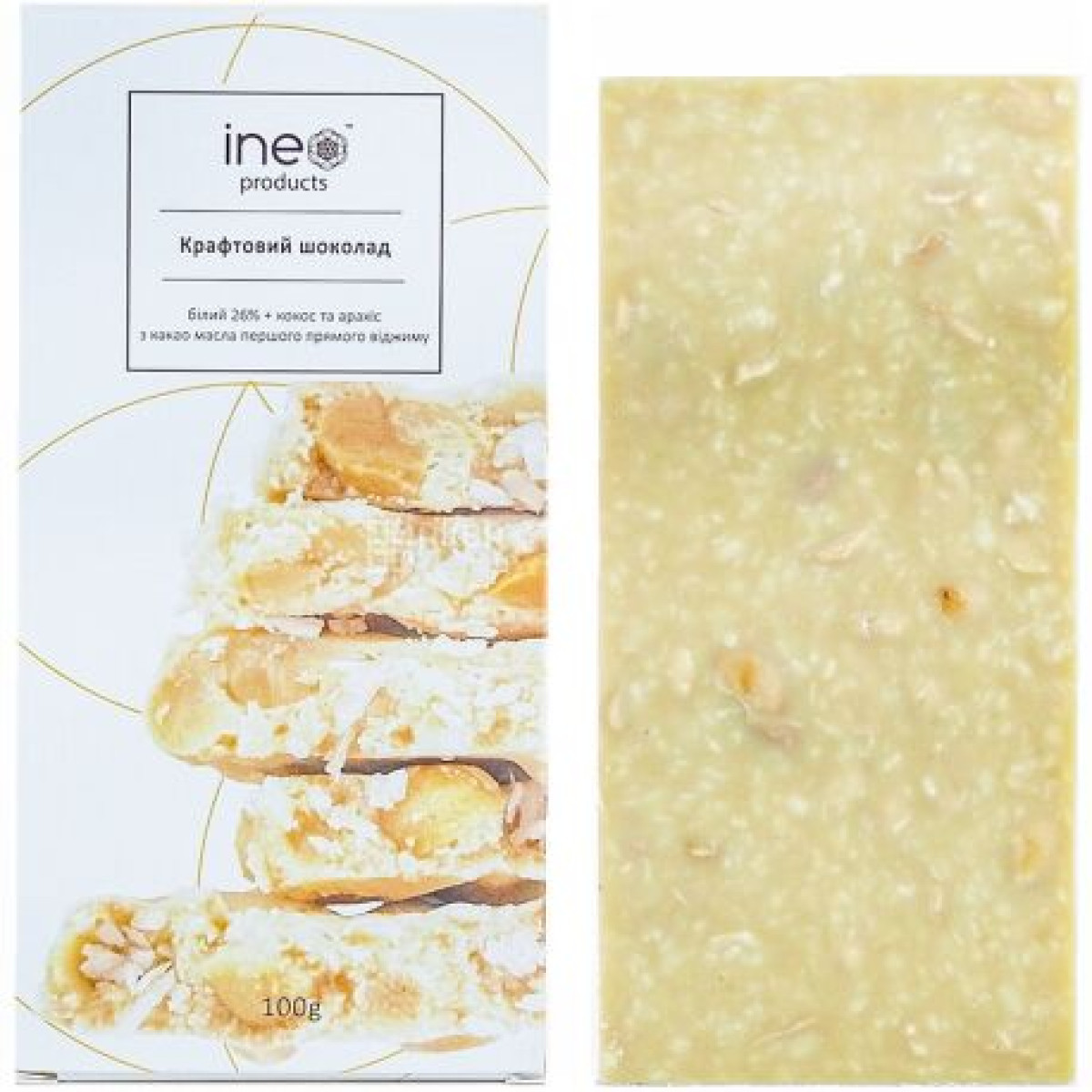 Шоколад "Ineo" Кокос та арахіс, 100г, Україна