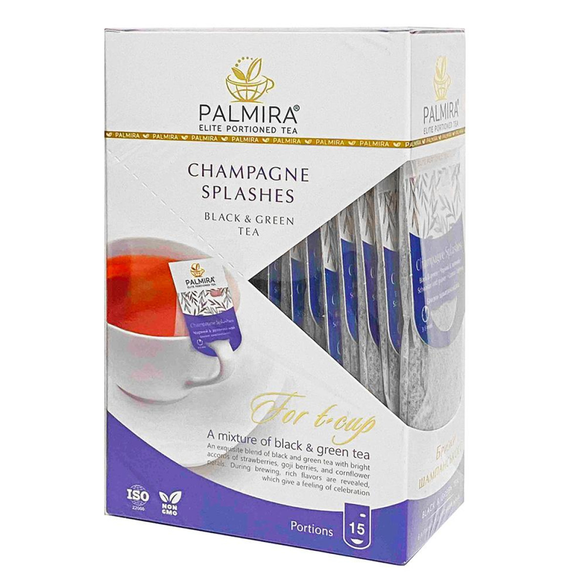 Чай "Palmira" Чорний/Зелений Бризки Шампанського, 15шт, Україна